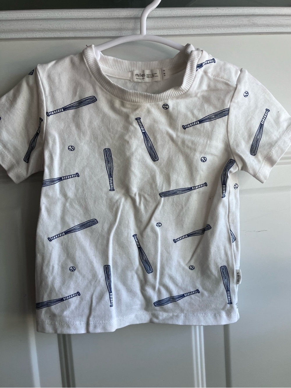Miles white blue baseball tshirt 12 months